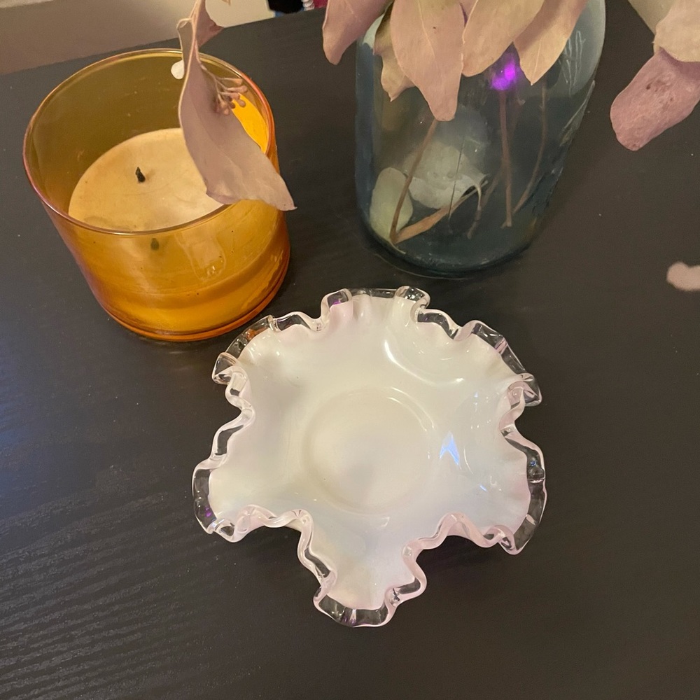 Vintage Milk Glass Dish MCM